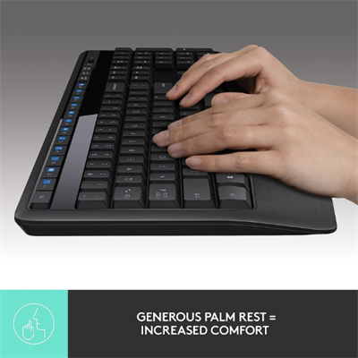 Logitech MK345 Wireless Keyboard and Mouse Combo with Full-Size Layout, Comfort Palm Rest, Spill-Resistant Design, and Long Battery Life