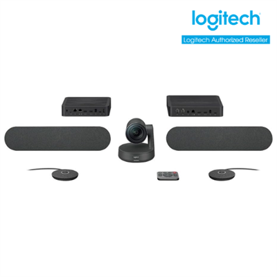 Logitech Rally Plus UHD 4K Video Conferencing System with Rally Camera, Dual Speakers, Mic Pods, and RightSense Automation for Large Rooms