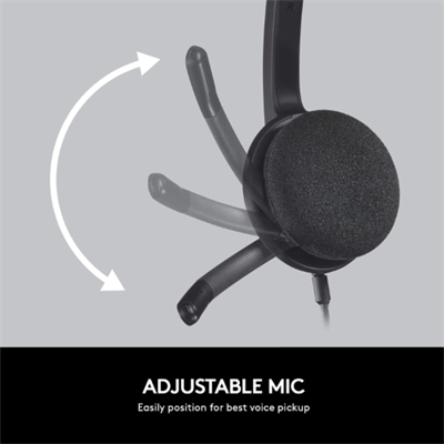 Logitech H340 USB Headset with Digital Stereo Sound, Noise-Cancelling Mic, 1.8m Cable, and Lightweight Adjustable Headband