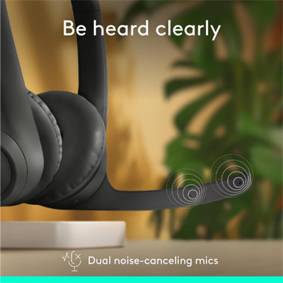Logitech Zone 300 Wireless Bluetooth Headset with Noise-Canceling Microphone, Compatible with Windows, Mac, Chrome, Linux, iOS, iPadOS, Android – Midnight black