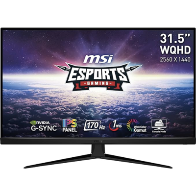 MSI G321Q 2K IPS Gaming Monitor - 31.5 Inch, 16:9 WQHD (2560 x 1440), IPS, 1ms, 170 Hz, HDR, G-Sync Compatible, DisplayPort, HDMI, Anti-Flicker, Less Blue light, Night Vision, Black