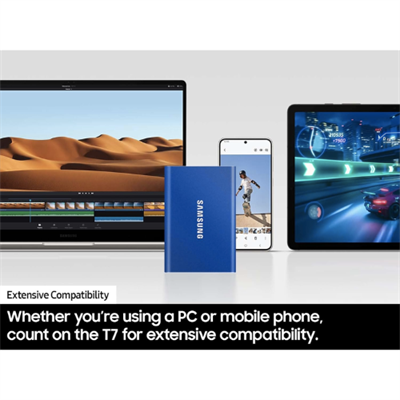 SAMSUNG T7 Portable SSD, 2TB External Solid State Drive, Speeds Up to 1,050MB/s, USB 3.2 Gen 2, Reliable Storage for Gaming, Students, Professionals, Blue