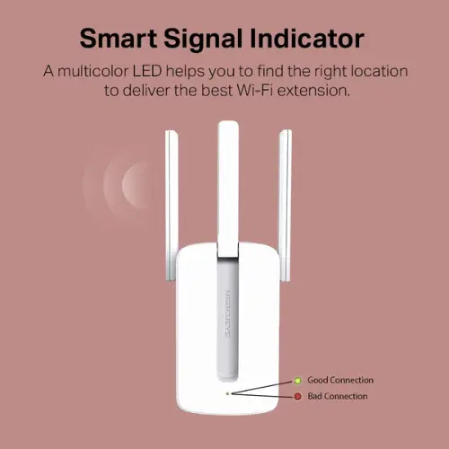 TP-Link (MERCUSYS) Mw300Re Wireless WiFi Extender and Access Point, Single Band Speed 300 Mbps, Three External Antennas, Mimo Technology, Extend Your WiFi Coverage, White, Multicoloured