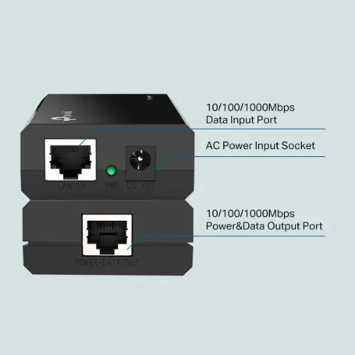 TP-LINK TL-PoE150S 802.3af Gigabit PoE Injector | Convert Non-PoE to PoE Adapter | Auto Detects the Required Power, up to 15.4W | Plug & Play | Distance Up to 100 meters (328 ft.) | Black 