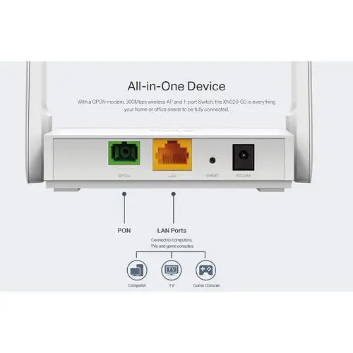 TP-Link XN020-G3 – 300 Mbps Wireless N Gigabit XPON / GPON Router (Modem + Wi-Fi + 1-port Switch)