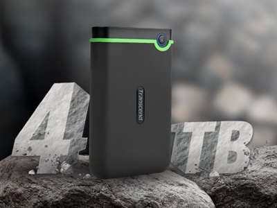 4TB Transcend Portable External Hard Drive with Shock Proof, Water resistant, Auto Backup, Password Protection