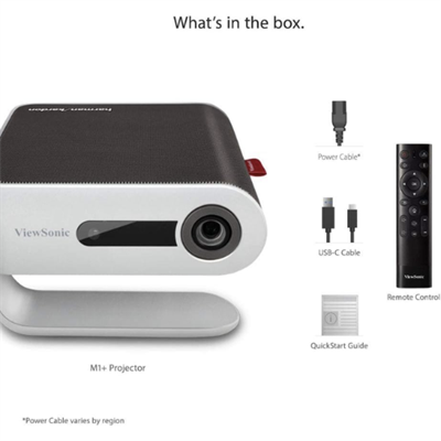ViewSonic M1+_G2 Portable Mini LED Projector with WVGA, 125 ANSI Lumens, 360 Degree Projection, Built-in Battery, Harman Kardon Speakers, Outdoor Projector