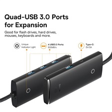 Baseus LITE SERIES 4-PORT TYPE- C HUB ADAPTER (TYPE-C TO USB 3.0 4*) 25cm