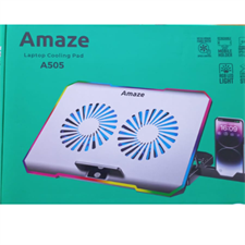 AMAZE A505 Laptop RGB Cooling Stand and Pad with Mobile Holder, 2 Big Fans, 5 Steps Retractable stand