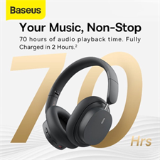 Baseus Bowie D05 Bluetooth Headphone, Stereo Headset, 70 hours battery time, Wireles Bluetooth 5.3, 3D Immersive Spatial Audio, Foldable design, Wireless and wired connection, 