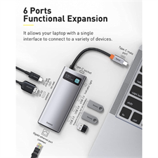 Baseus Metal Gleam Series 6 in 1 Multifunctional Type-C HUB Docking Station