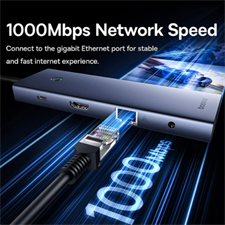 Baseus UltraJoy 7 in 1 USB C Hub, 4K HDMI, 3.5mm Audio Jack, TF and SSD Card, 5Gbps USB 3.0, 100w PD Port, Screen off Button