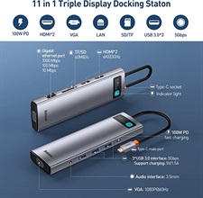Baseus 11 IN 1 METAL GLEAM SERIES 11-in- 1 Multifunctional Type -C HUB Docking Station