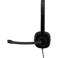 Logitech H151 Wired Stereo Headset with Single 3.5mm Jack, Rotating Mic, In-Line Volume & Mute Controls, and Noise-Cancelling