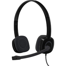 Logitech H151 Wired Stereo Headset with Single 3.5mm Jack, Rotating Mic, In-Line Volume & Mute Controls, and Noise-Cancelling
