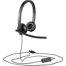 Logitech H570e USB Stereo Headset with Noise-Cancelling Mic, Acoustic Echo Cancellation, In-Line Controls, and Padded Headband for Business Calls