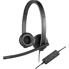 Logitech H570e USB Stereo Headset with Noise-Cancelling Mic, Acoustic Echo Cancellation, In-Line Controls, and Padded Headband for Business Calls