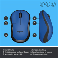 Logitech M221 Silent Wireless Mouse with 90% Noise Reduction, 18-Month Battery Life, Ambidextrous Design, and 1000 DPI Optical Tracking