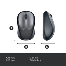 Logitech M235 Wireless Mouse with 2.4 GHz USB Receiver, 12-Month Battery Life, 1000 DPI Optical Tracking, and Compact Contoured Design