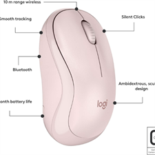 Logitech M240 Silent Bluetooth Mouse - Compact, 18-Month Battery, Rose
