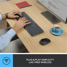 Logitech MK235 Wireless Keyboard and Mouse Combo with Full-Size Layout, Spill-Resistant Design, and a 3-Year Keyboard Battery Life