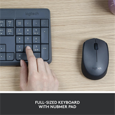 Logitech MK235 Wireless Keyboard and Mouse Combo with Full-Size Layout, Spill-Resistant Design, and a 3-Year Keyboard Battery Life