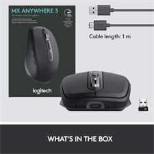Logitech MX Anywhere 3 Compact Performance Wireless Mouse with MagSpeed Scrolling, Darkfield Tracking, Multi-Device Connectivity, and USB-C Charging
