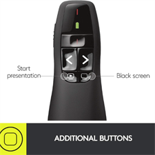 Logitech Wireless Presenter R400 with Red Laser Pointer, Intuitive Slide Controls, 15m Wireless Range, and Plug-and-Play USB Receiver