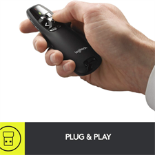 Logitech Wireless Presenter R400 with Red Laser Pointer, Intuitive Slide Controls, 15m Wireless Range, and Plug-and-Play USB Receiver