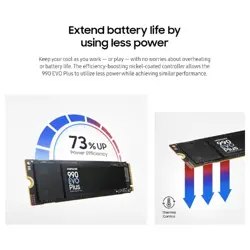 Samsung 990 EVO Plus NVMe M.2 SSD - 1TB & 2TB Capacities | Blazing 7250MB/s Speed with PCIe 5.0 x2 / 4.0 x4 Hybrid Interface