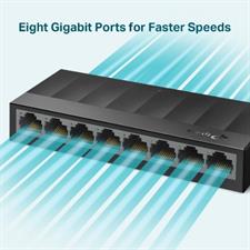 TP-Link LS1008G Litewave 8 Port Gigabit Ethernet Switch | Desktop Ethernet Splitter | Plastic Case | Unshielded Network Switch | Plug & Play | Fanless Quiet | Unmanaged 