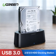 UGREEN 50740 USB3.0 SATA Hard Disk Docking for 2.5″ and 3.5″ SATA HDD - Black