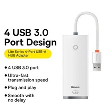 Baseus LITE SERIES 4-PORT USB- A HUB ADAPTER (USB-A TO USB 3.0*4) 200cm Black