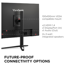 ViewSonic Omni VX2728J 27 Inch Gaming Monitor 180hz 0.5ms 1080p IPS with FreeSync Premium, Advanced Ergonomics, HDMI, DisplayPort, Black