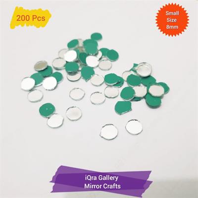 200 Pcs DIY Small Craft Mirrors, 8mm Round Shape Mirror Mosaic Tiles for Crafts Projects, Decoration