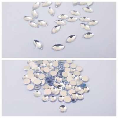 200 Pcs (100 Pcs Each) Shiny Crystal & Stone Resin beads DIY Sewing Craft Sets Round & Eye