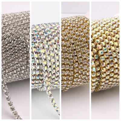 4 Gaz (1 Gaz Each)Super Shinny Crystal Rhinestones DIY Jewellery Gold Color