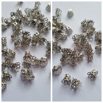 100 pcs Gold Plated Metal Hollow Flower Spacer Bead caps findings Craft Sets 6/5 mm