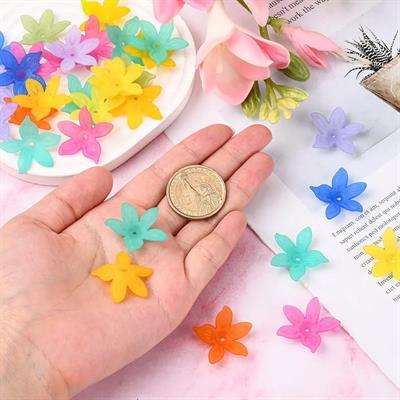 20 Pcs 5 Petal Flower Bead Caps Acrylic Beads for DIY Crafts 26mm