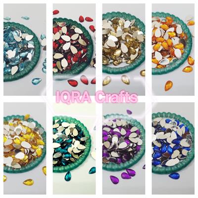 100 Pcs Shiny Kundan Beads DIY Sewing Craft Sets 10 mm Drop Shape For Clothing Resins