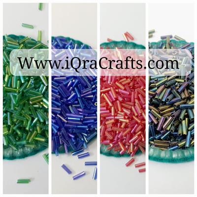 Pack of 2 Tola glass pony beads 6mm Pipe Glass Beads In Various Colors