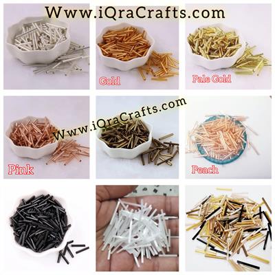 2 Tola Long Bugle Beads Tube Glass Beads, Various Colors, Pony Bead Jewelry 1.5 cm-2.5 cm