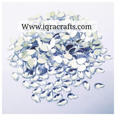 200 Plus Pcs Shiny Kundan Beads DIY Sewing Craft Sets size 8x5 mm