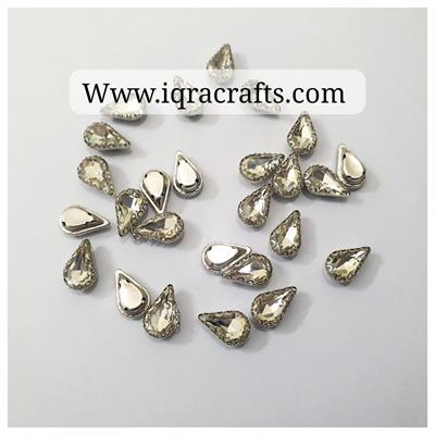 12 Pcs , Silver Crystal Faceted Drop Beads, Crafts DIY in Various Colors (7mm x 12mm)