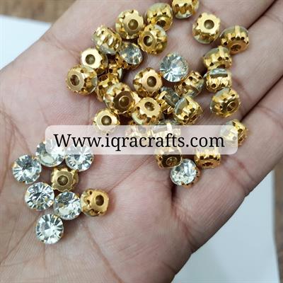40 Pcs Crystal Acrylic Sew On Rhinestones With Golden Base Crystal Nug 8mm