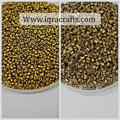 Pack of 4 Tola (2 Tola each ) 2mm Glass Round & Cut Beads, Copper Colors, Pony Beads.