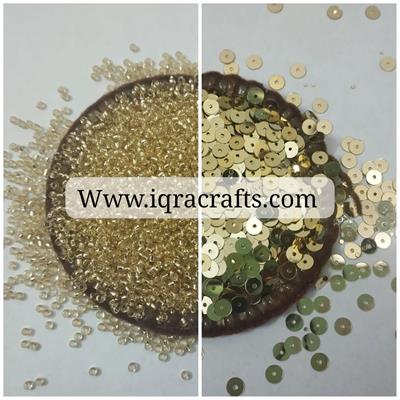 Pack of 2 Tola (1 tola each) glass pony beads & 4mm Disc Sequins