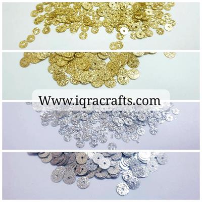 Pack of 4 Tola (1 tola Each) Round Sitaray in Silver & Gold Beautiful Sequins Craft Supplies, ,4mm,6mm