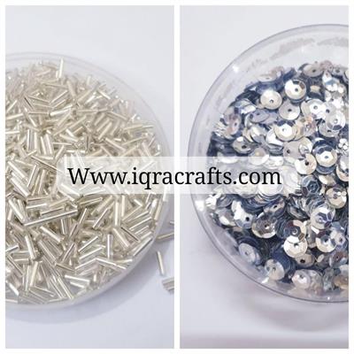 2 Tola(Tola each ) Glass Pipe & Sequins Beads, DIY Craftsmanship