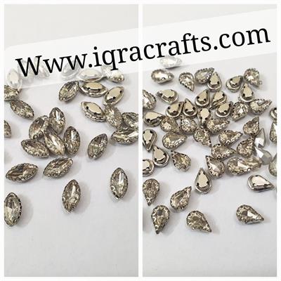 12 Pcs , Silver Crystal Faceted Eye/Drop Beads, Crafts DIY in Various Colors in SIlver